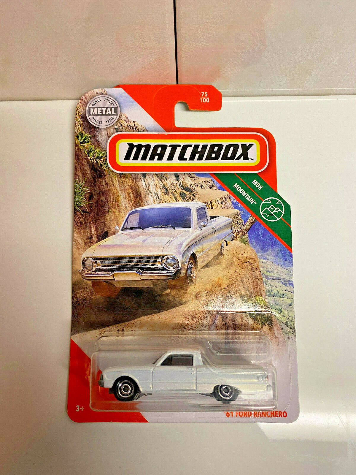 2020 Matchbox MBX Mountain '61 Ford Ranchero White Chrome Wheel Variation NIP