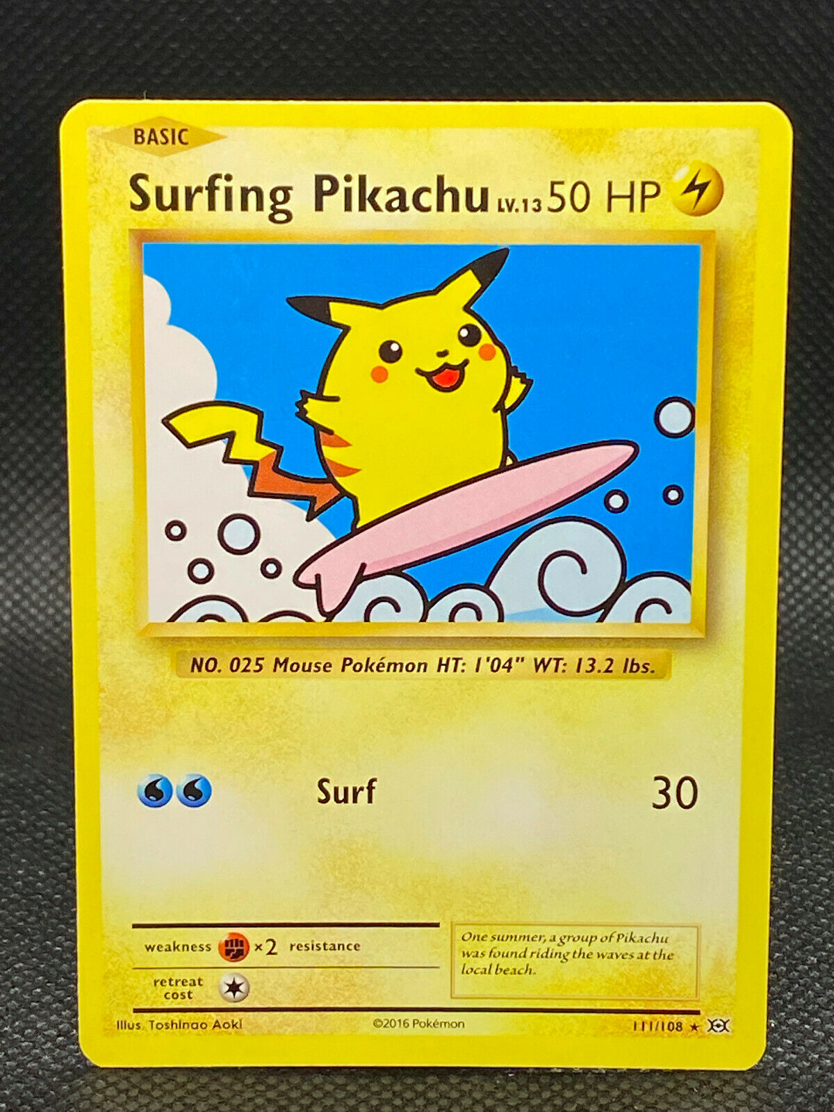 Pokémon TCG XY Evolution #111/108 Secret Rare Surfing Pikachu Fresh Pull NM