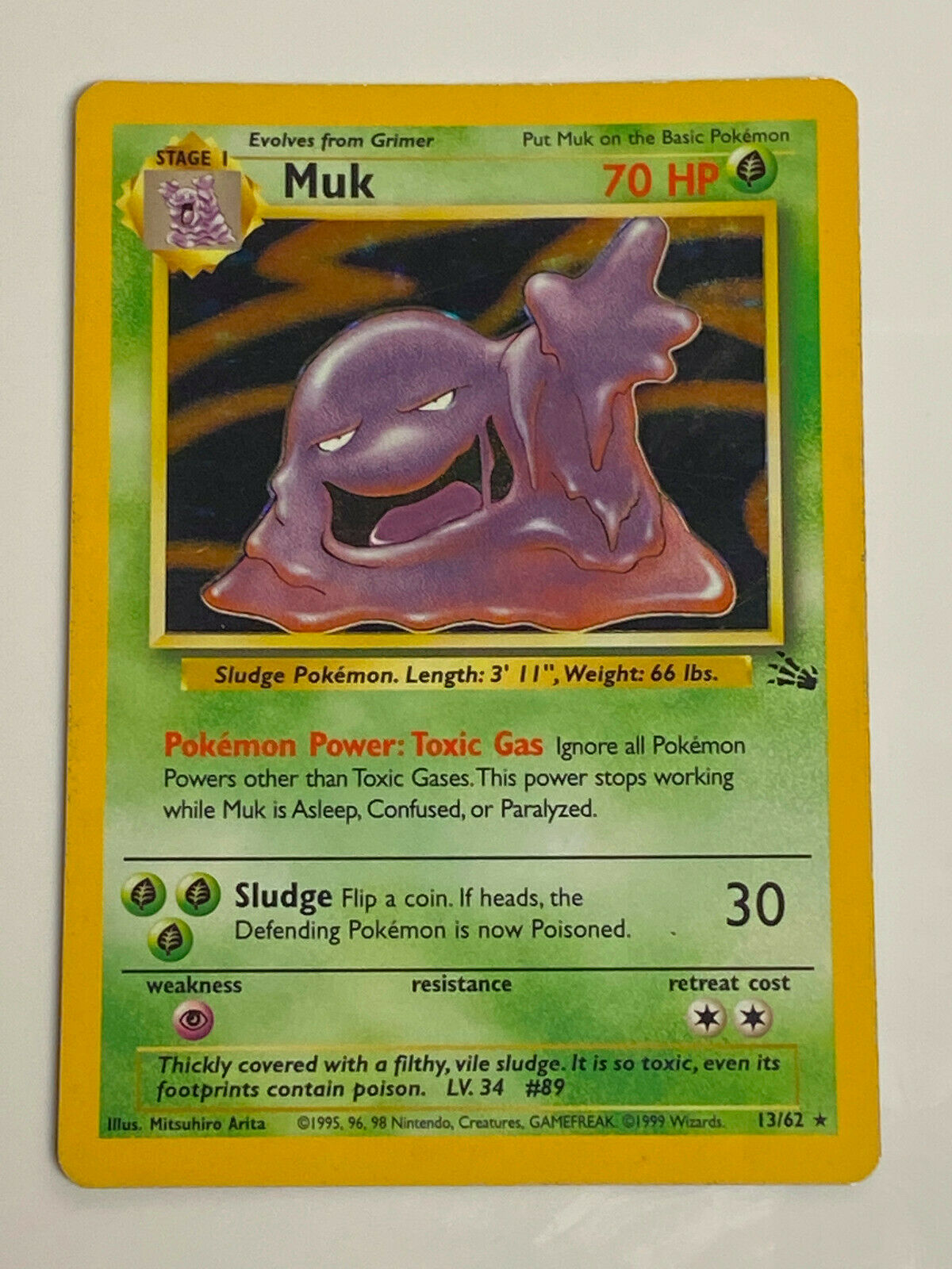 Pokémon Muk Fossil Set Holographic #89 Holo Rare MP WOTC