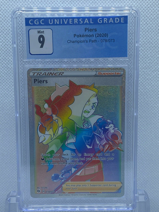 Pokémon Champion's Path (2020) Piers Rainbow 078/073 CGC Mint 9