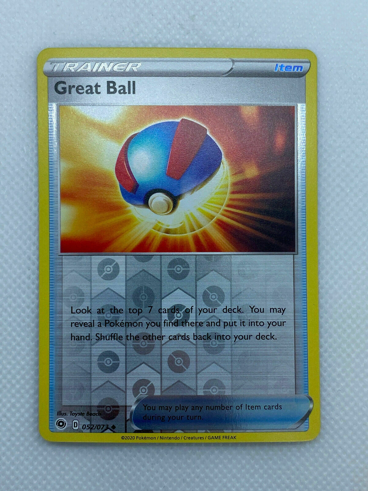 Pokémon Champion's Path Trainer Reverse HOLO Uncommon Great Ball #52/73 NM