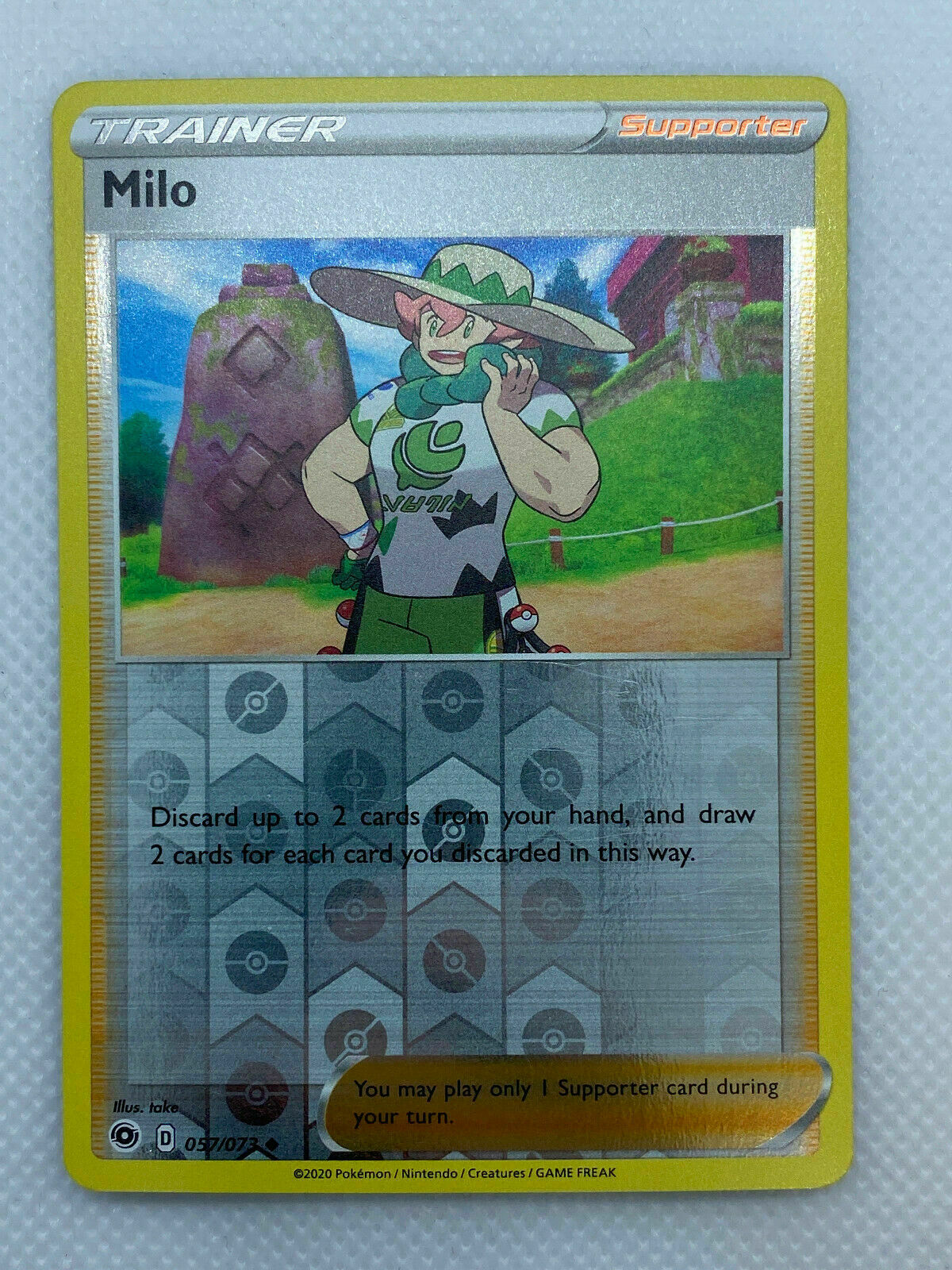 Pokémon Champion's Path Trainer Milo Reverse HOLO Uncommon #057/73 NM FRESH PULL
