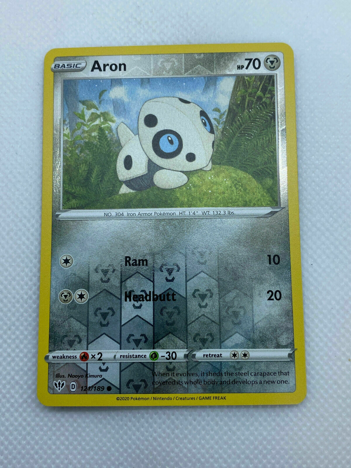 Pokémon Sword & Shield Darkness Ablaze Reverse HOLO Common Aron #121/189