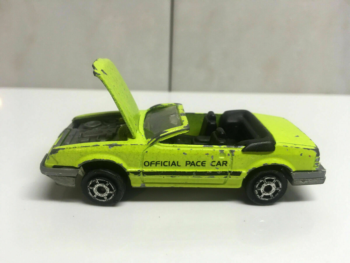 RARE VINTAGE Majorette #227 Yellow Mustang Convertible Official Pace Car