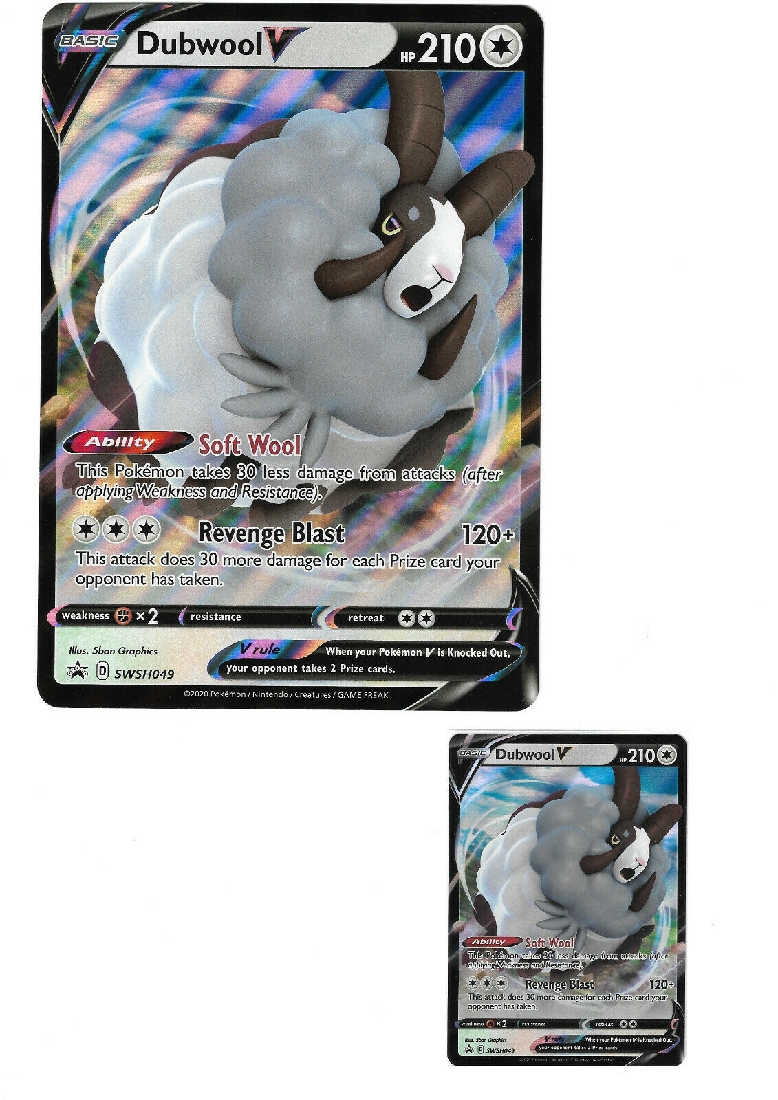 Pokémon Champion's Path Dubwool V HOLO RARE SWSH049 PROMO NM BIG AND SMALL CARDS