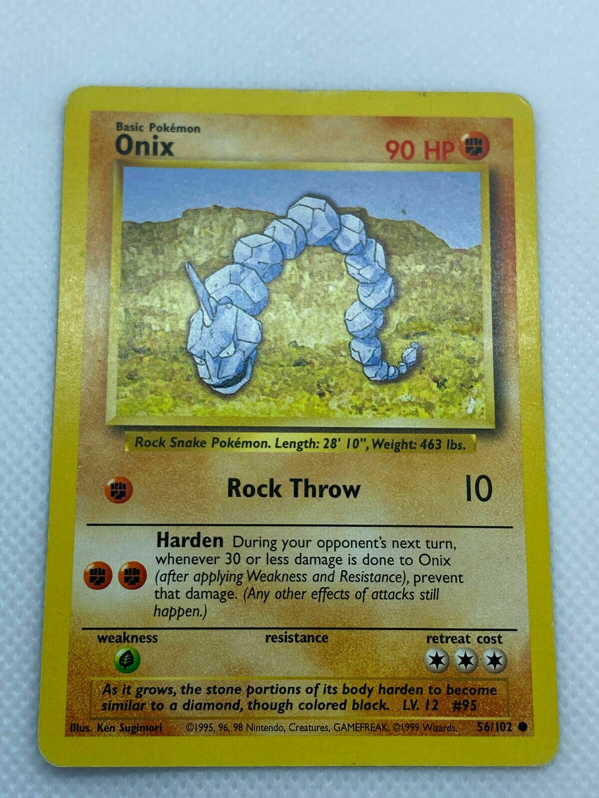 Pokémon Onix 56/102 Trading Card Basic Pokémon All Original Base Set HP/MP