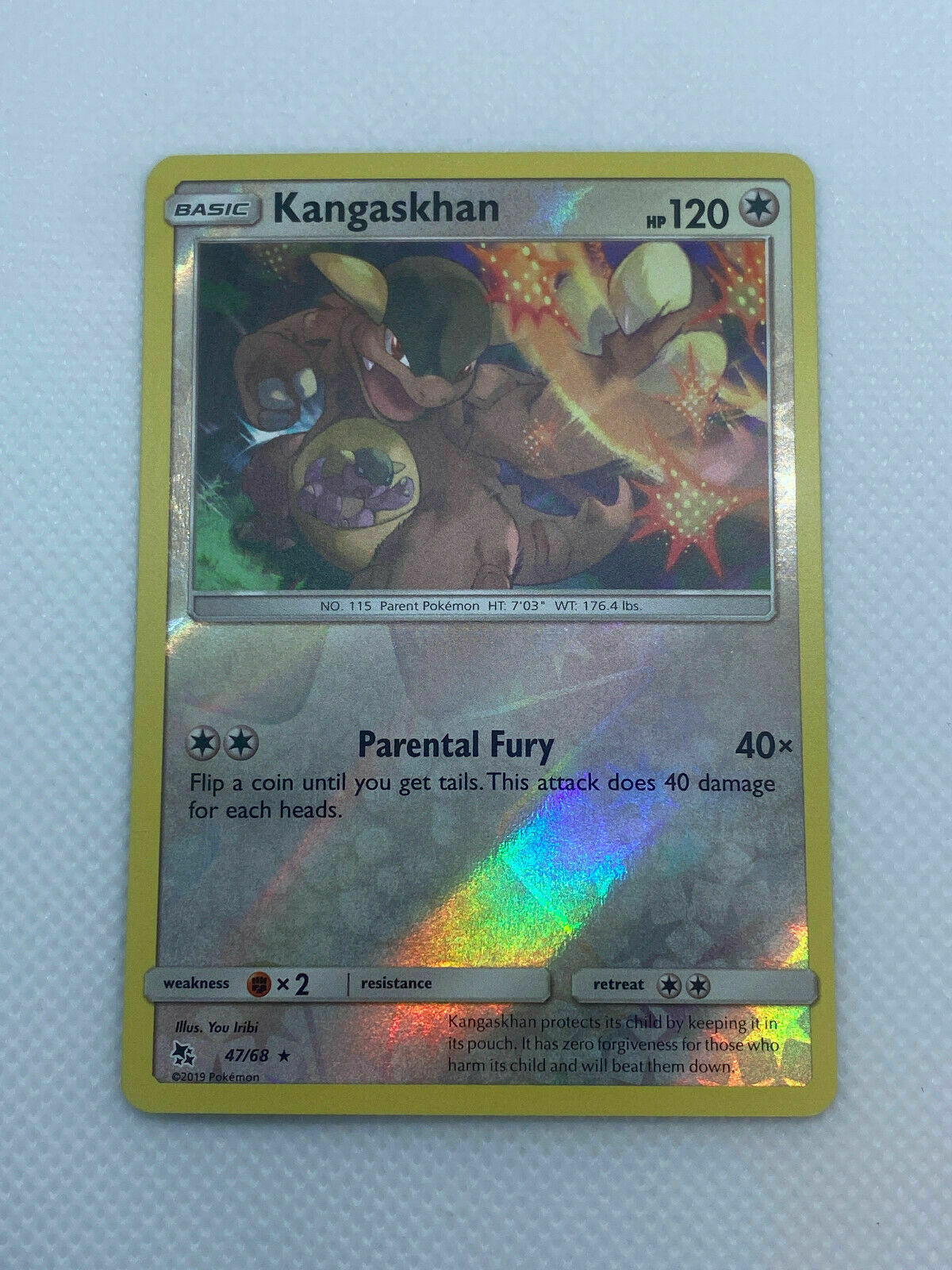 Pokémon Hidden Fates Reverse Holo Rare Kangaskhan #47/68 Fresh Pull Near Mint