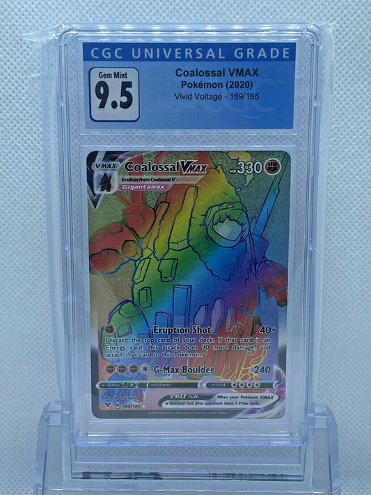 Pokémon (2020) Vivid Voltage Hyper Rare Coalossal VMAX 189/185 CGC 9.5 GEM MINT