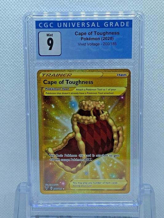 Pokémon (2020) Vivid Voltage Gold Card Cape of Toughness 200/185 CGC 9 MINT