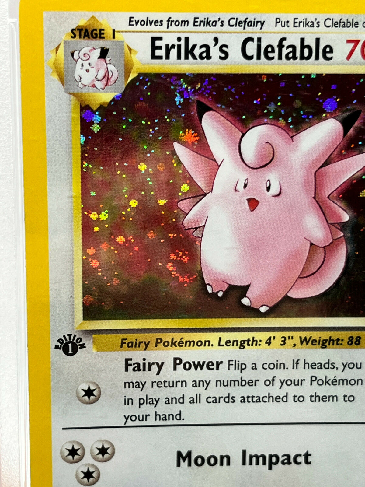 2000 Pokemon Erika's Clefable Holo 1st Edition Gym Hereos PSA 7 NM With Swirl