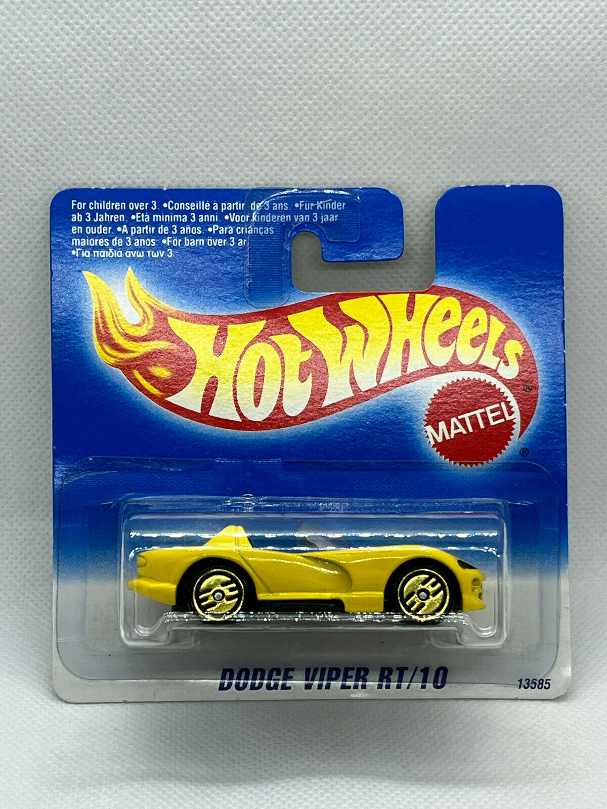 1995 Hot Wheels Dodge Viper RT/10 Yellow Short Card Rare With Protector