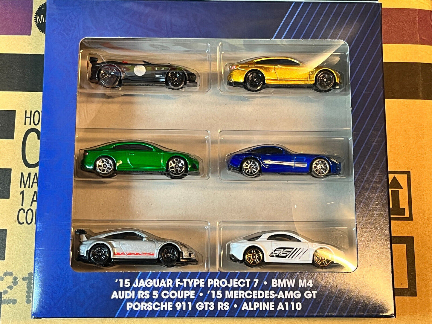 2022 Hot Wheels Euro Exotics 6 Pack (Jaguar, BMW, Audi, Porsche, Alpine, AMG)