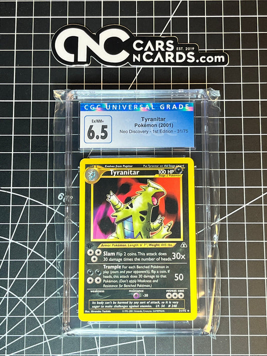 Pokémon (2001) Neo Discovery Tyranitar 1st Edition 31/75 CGC 6.5 EX/NM+