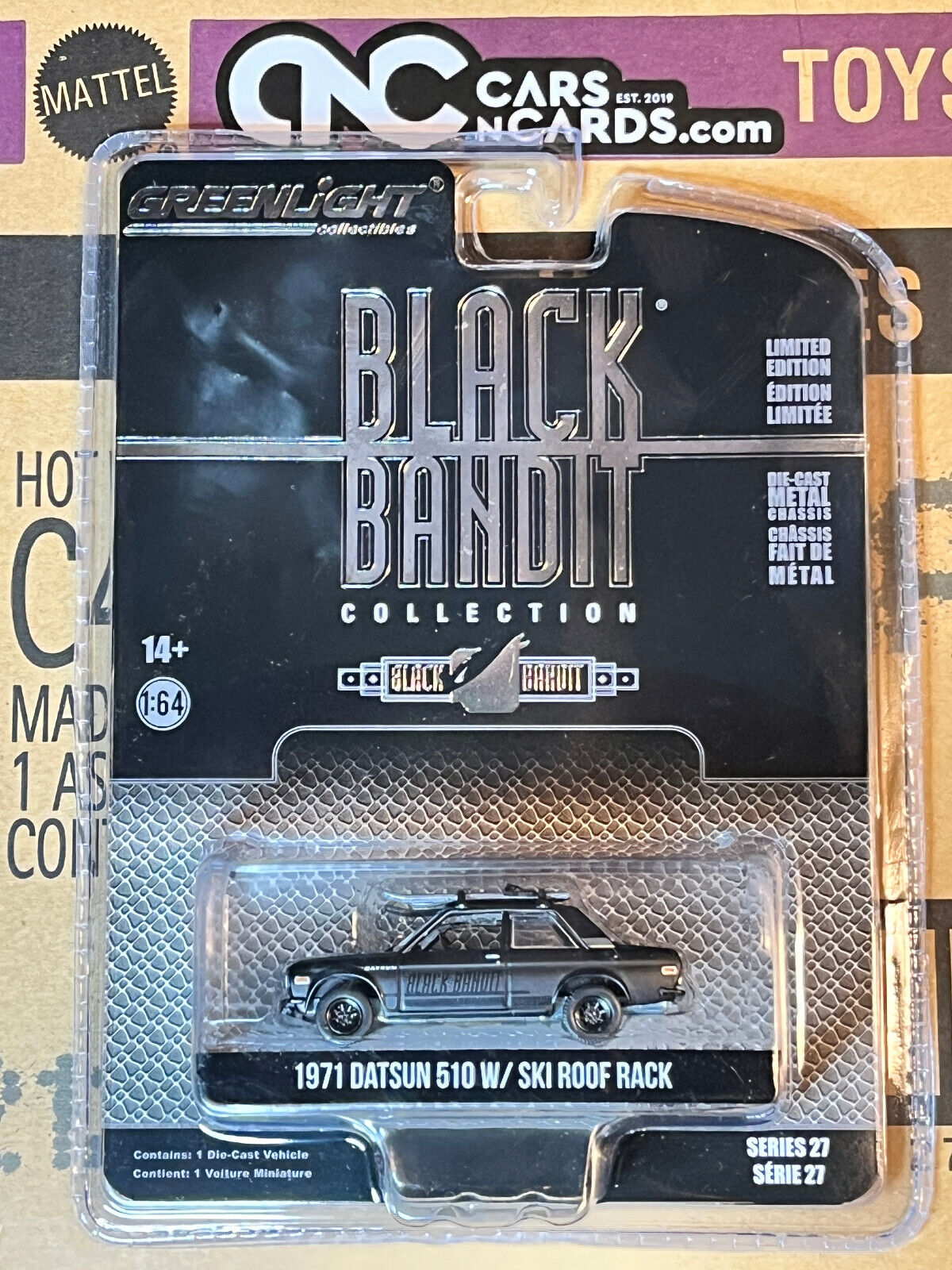 2022 Greenlight Black Bandit Collection 1971 Datsun 510 W/ Ski Roof Rack NIP