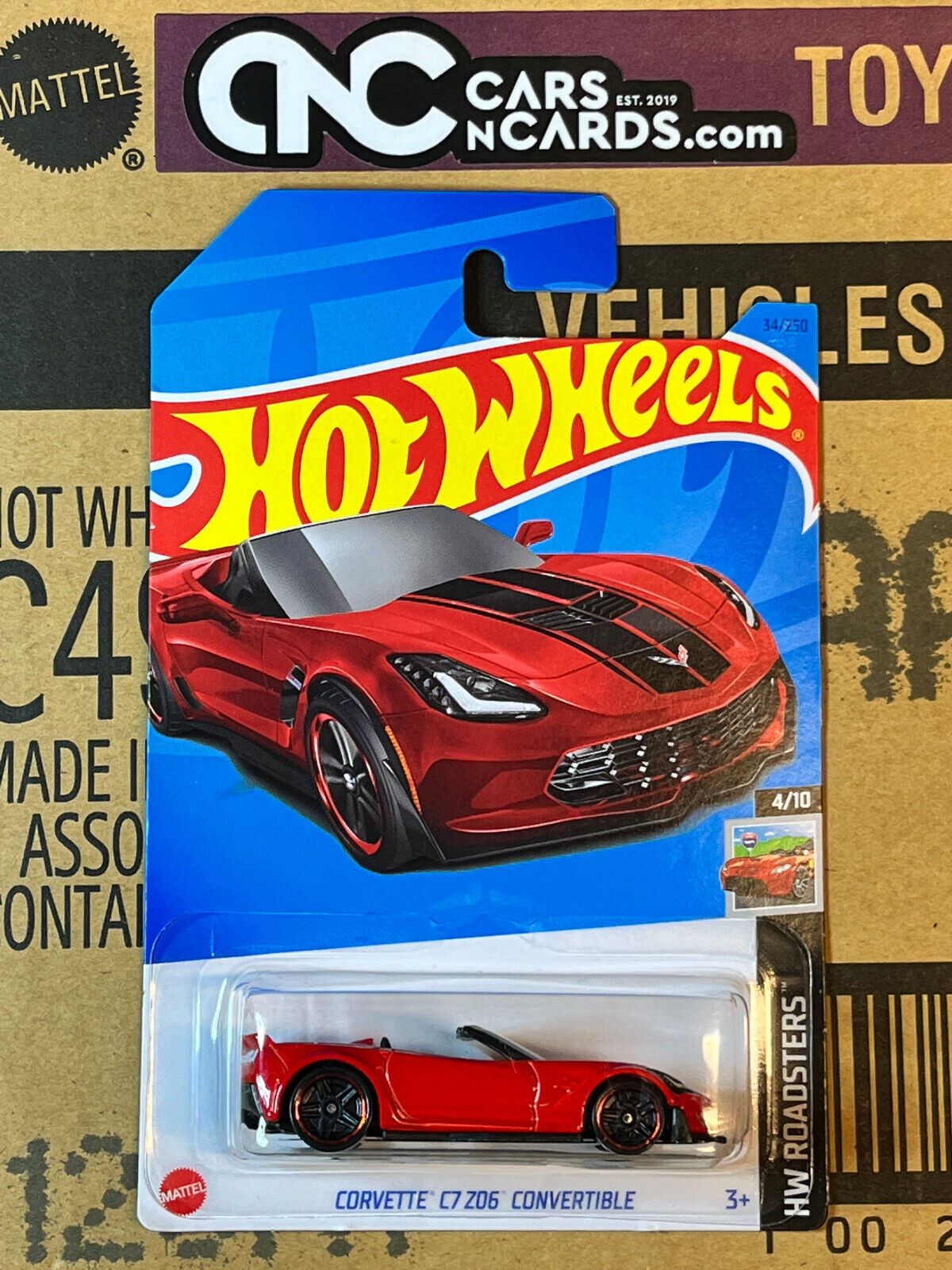 2023 Hot Wheels HW Roadsters #4/10 Corvette C7 Z06 Convertible Red NIP