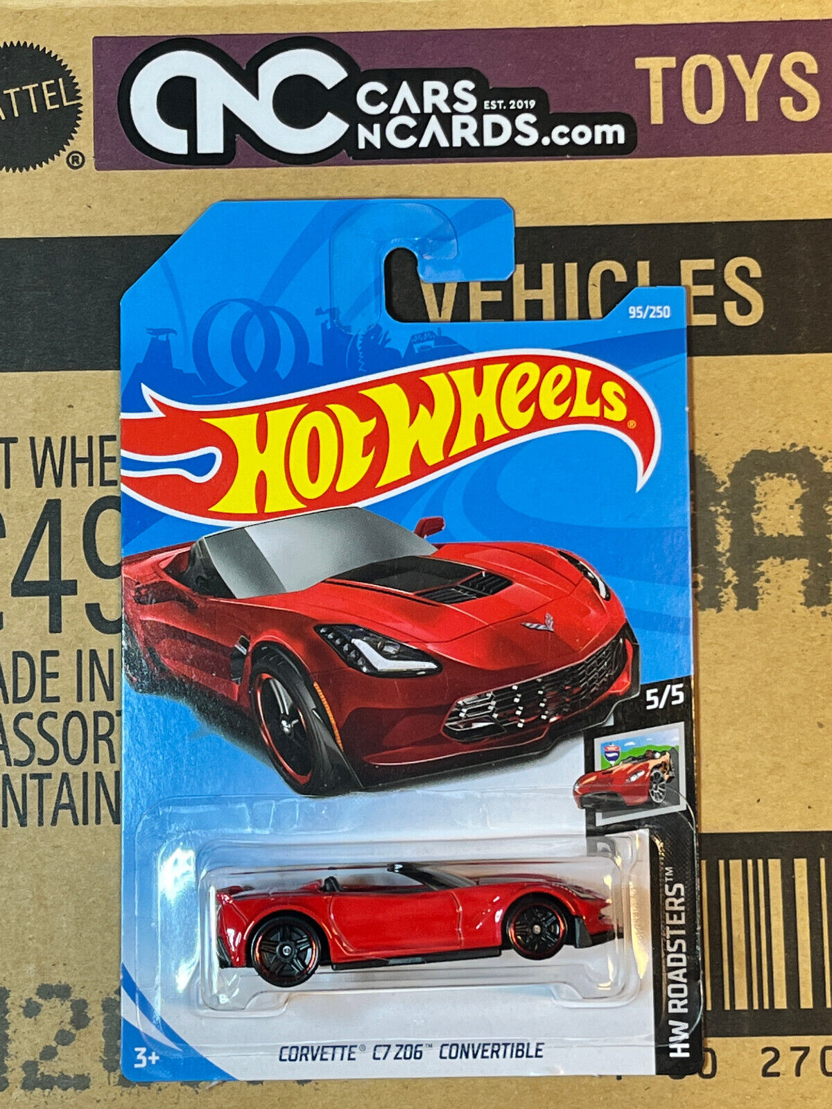 2019 Hot Wheels HW Roadsters #5/5 Corvette C7 Z06 Convertible Red NIP