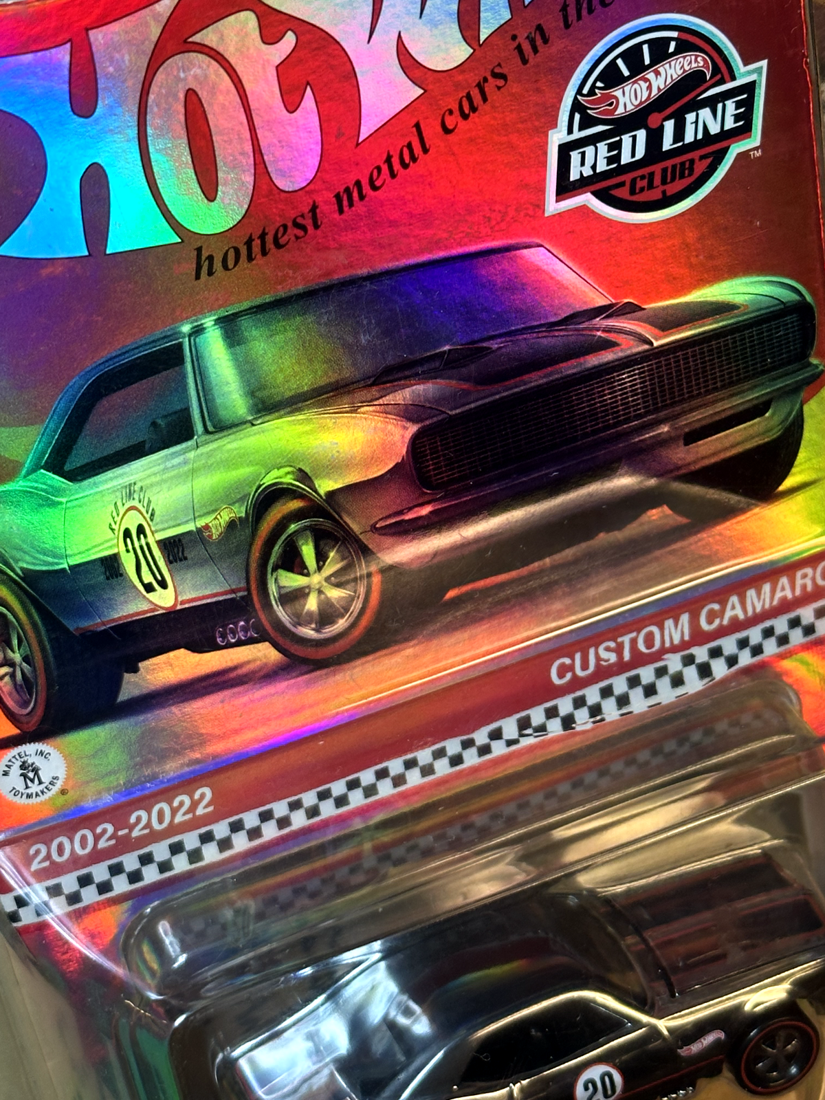 2022 Hot Wheels RLC Red Line Club Custom Camaro Holographic Chase With Protector