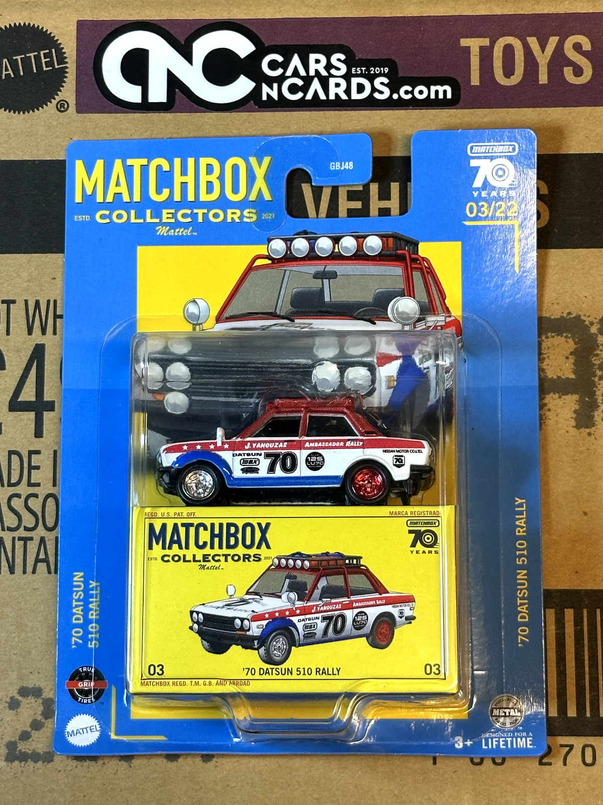 2023 Matchbox Collectors Series Real Riders 03/22 '70 Datsun 510 Card Damage