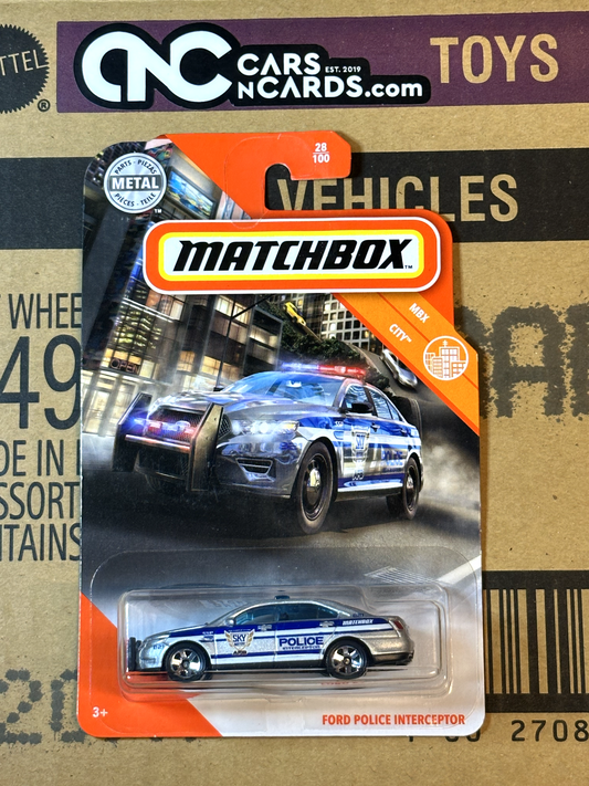 2019 Matchbox MBX City 28/100 Ford Police Interceptor Blue