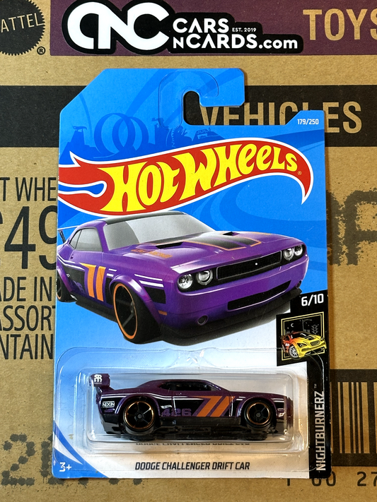 2019 Hot Wheels Nightburnerz #6/10 Dodge Challenger Drift Car Purple Mopar