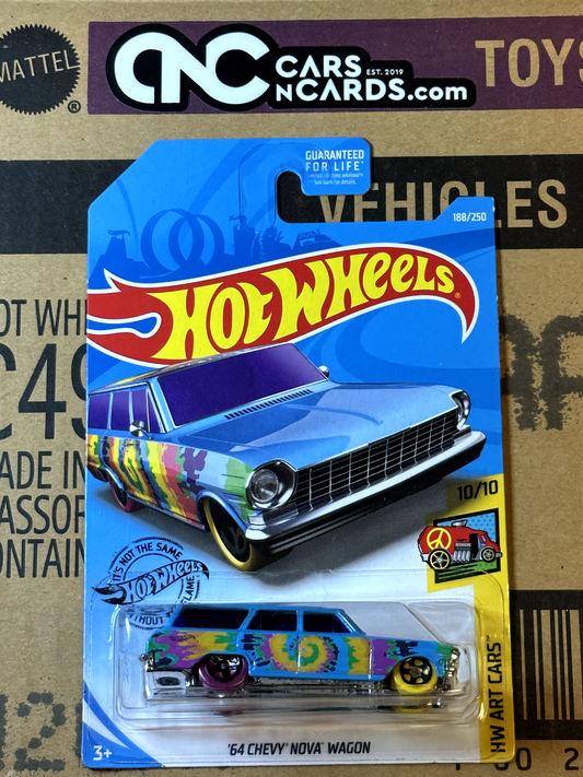 2019 Hot Wheels HW Art Cars 10/10 '64 Chevy Nova Wagon Blue