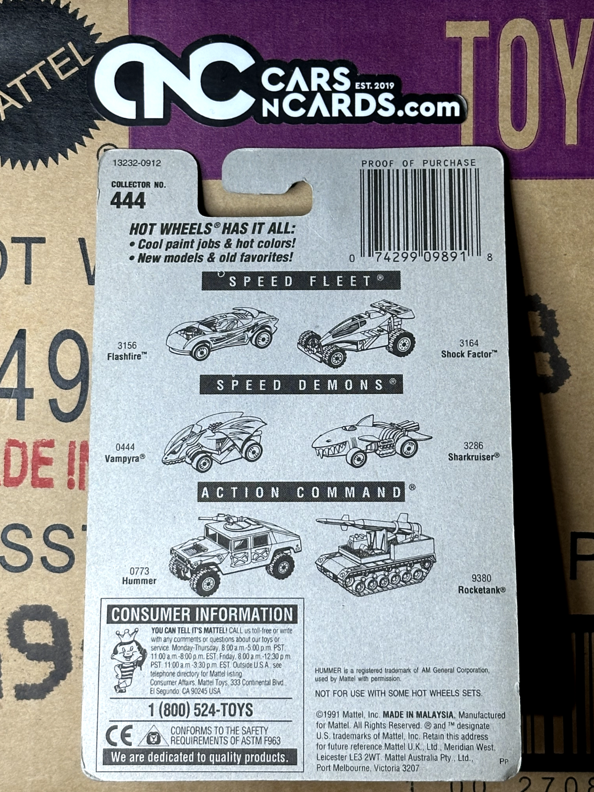 1991 Hot Wheels Aeroflash #444 International Card NIP