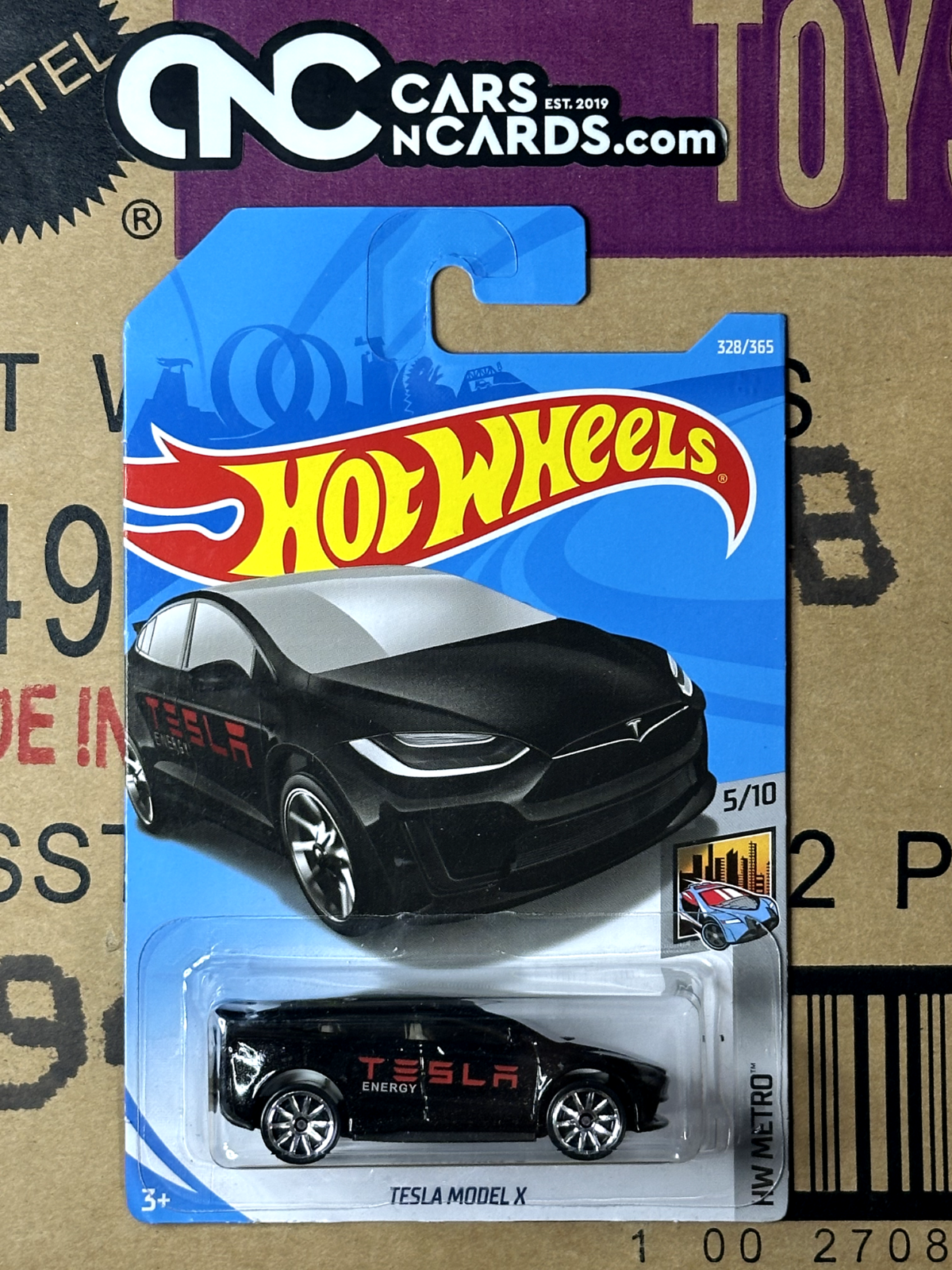 2018 Hot Wheels HW Metro 5/10 Tesla Model X Black (Cracked Blister)