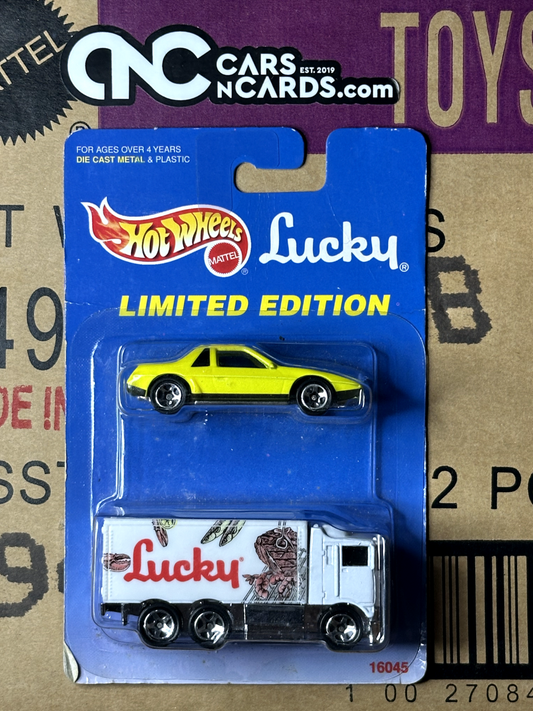 1996 Hot Wheels Lucky Limited Edition Hauler & Pontiac Fiero (Card Crease)